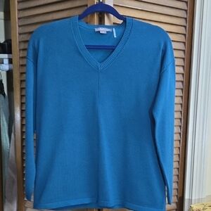 Elegant Teal V-Neck Sweater for Women